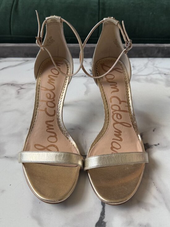 Sam Edelman Patti Gold Leather Sandal Heels Size 8.5 main image 4